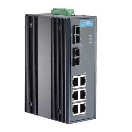EKI-2728SI-AE Conmutador Ethernet no administrado con puerto de fibra monomodo 6GE+2G, -40~75 ℃