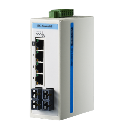 EKI-5524MMI-AE Conmutador Ethernet no administrado multimodo SC 4FE+2FE, ATEX/C1D2/IECEx, -40~75 ℃