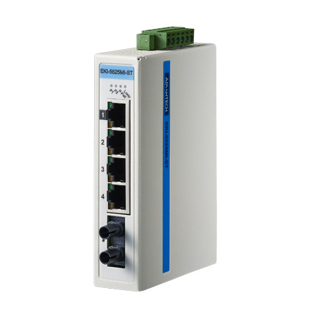 EKI-5525MI-ST Conmutador Ethernet no administrado multimodo 4FE+1FE ST, ATEX/C1D2/IECEx, -40~75 ℃