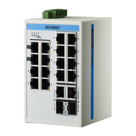 EKI-5626CI Conmutador Ethernet no administrado combinado 16FE+2G, ATEX/C1D2/IECEx, -40~75 ℃