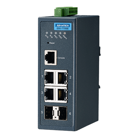 EKI-7706E-2FI Conmutador Ethernet administrado 4FE+2G SFP, -40~75 ℃