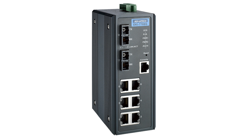 EKI-7708G-2MI Conmutador administrado de puerto de fibra SC multimodo 6G+2G