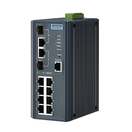 EKI-7710E-2C-AE Conmutador Ethernet gestionado combinado 8FE+2G