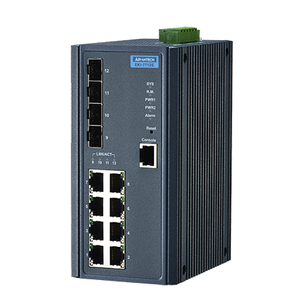 EKI-7712E-4FI-AE Conmutador Ethernet administrado 8FE+4G SFP, -40~75 ℃