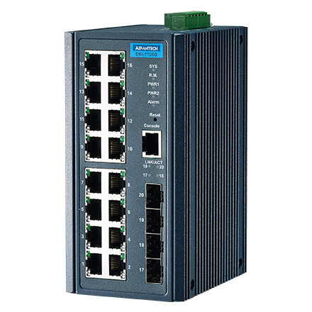 EKI-7720G-4FI-AE Conmutador Ethernet administrado 16GE+4G SFP, -40~75 ℃