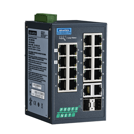 EKI-5626CI-PN Conmutador Ethernet gestionado combinado 16FE+2G compatible con PROFINET, -40~75 ℃
