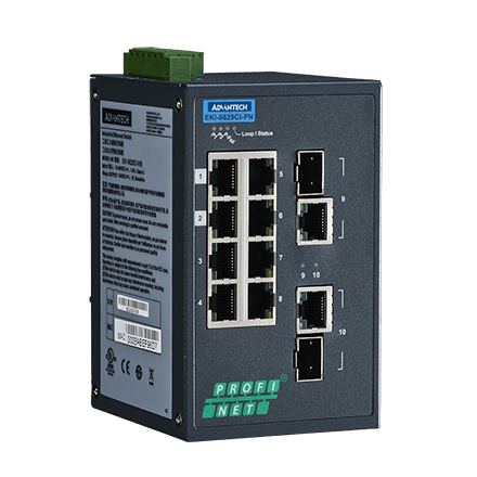 EKI-5629CI-PN Conmutador Ethernet gestionado combinado 8FE+2G compatible con PROFINET, -40~75 ℃